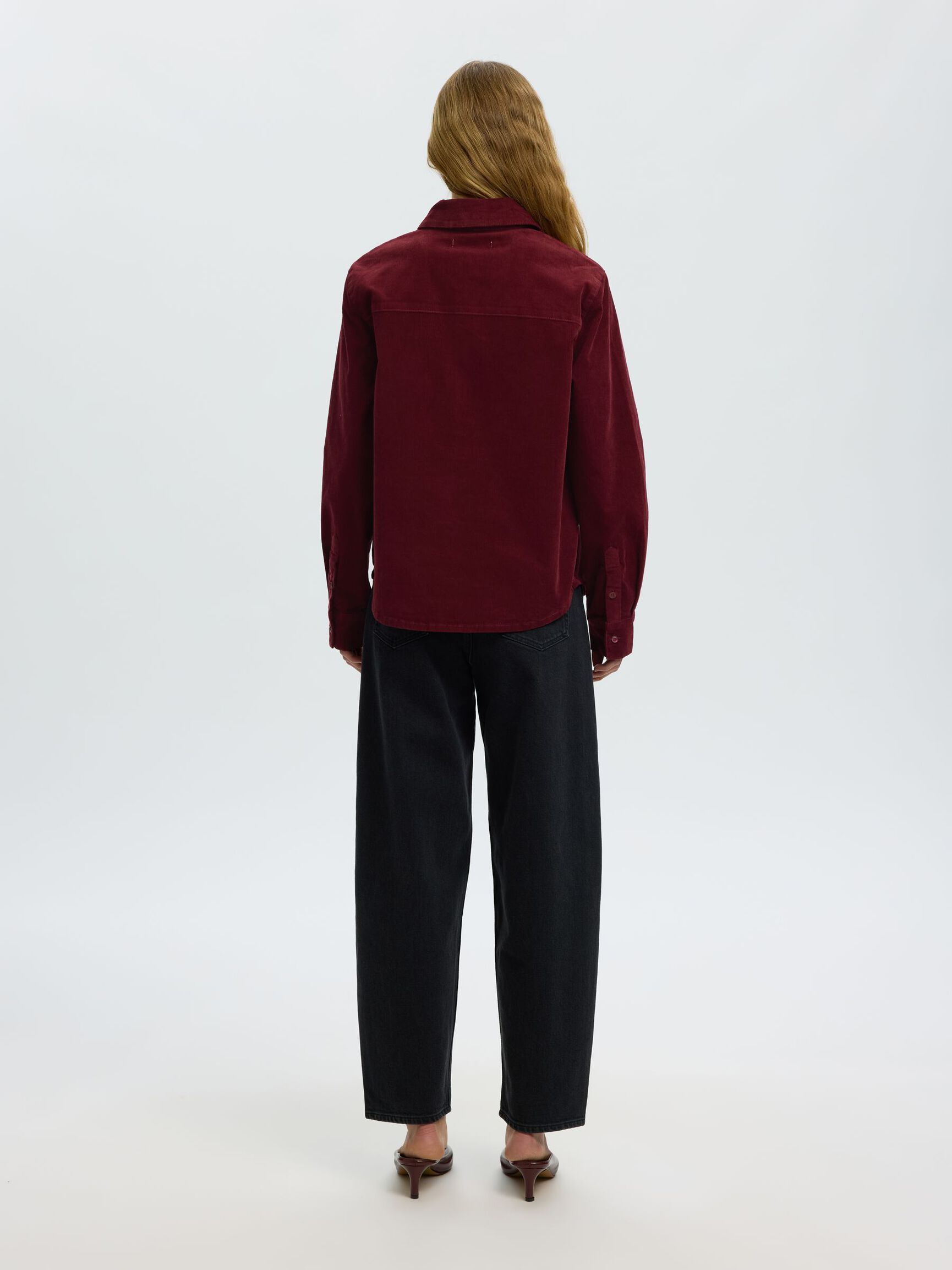 REGULAR FIT CORDUROY SHIRT, Tawny Port, highres