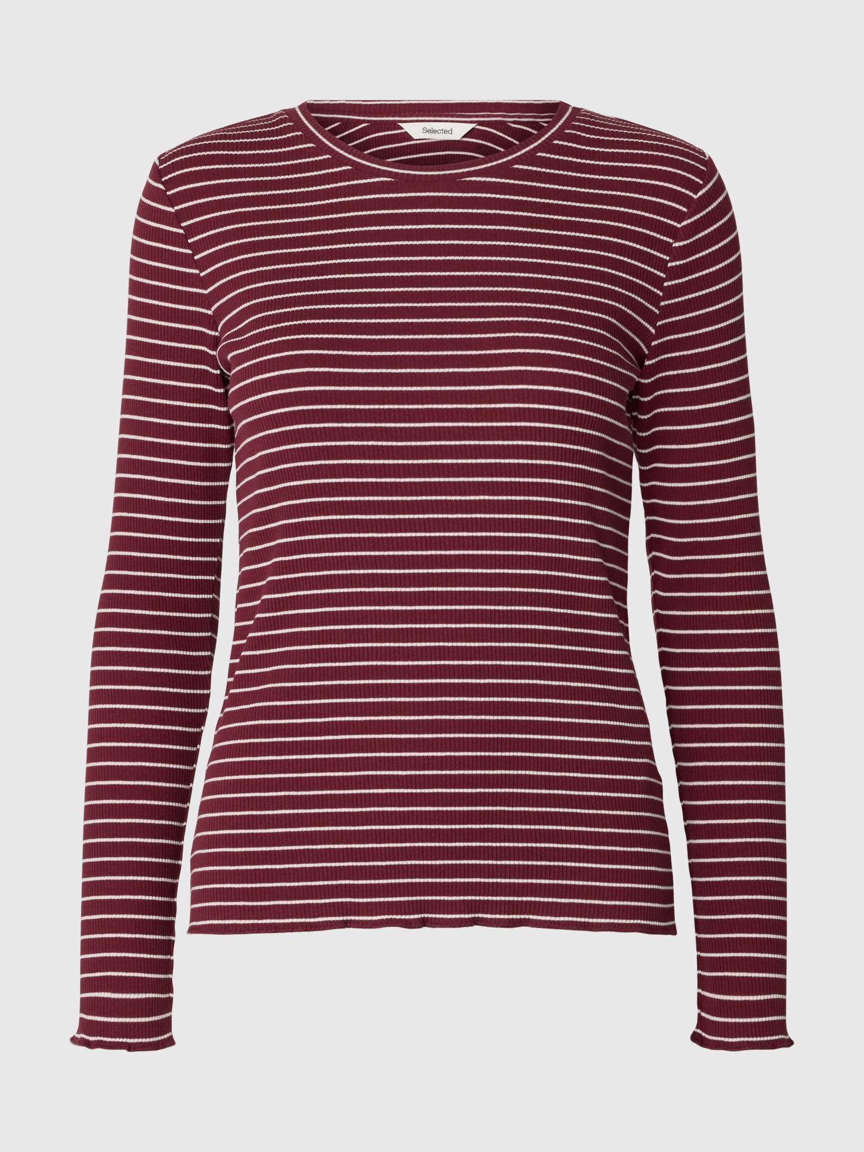 STRIPED LONG-SLEEVED T-SHIRT, Tawny Port, highres