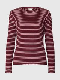 STRIPED LONG-SLEEVED T-SHIRT, Tawny Port, highres