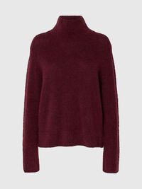 WOOL BLEND HIGH-NECK JUMPER, Tawny Port, highres