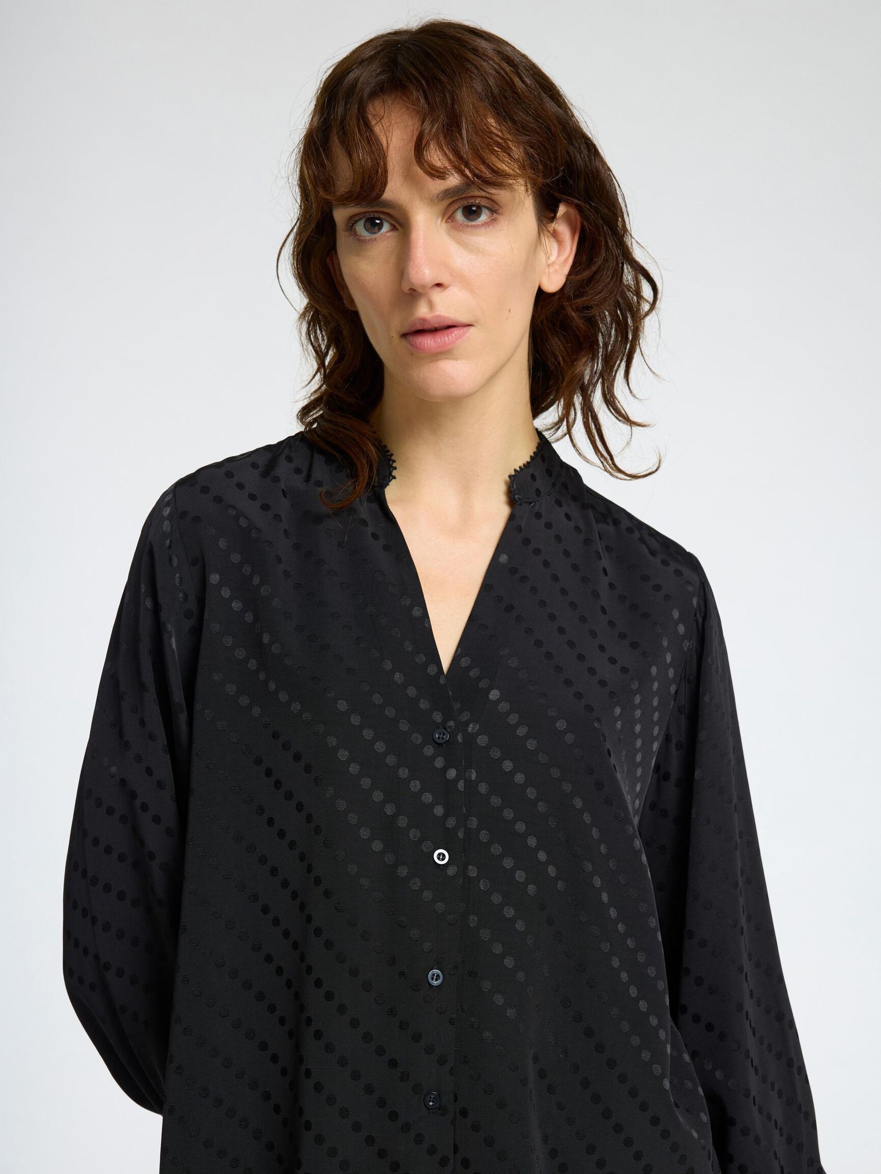 VISCOSEMIX SHIRT MET LANGE MOUWEN, Black, highres