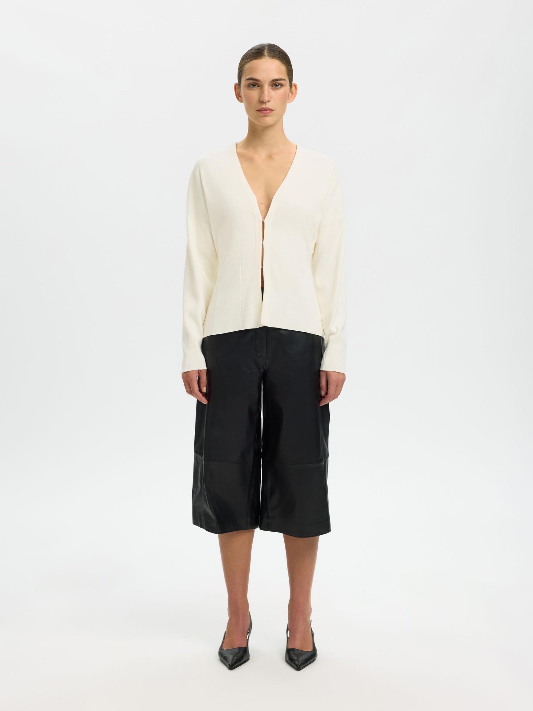 COTTON CARDIGAN, Egret, highres