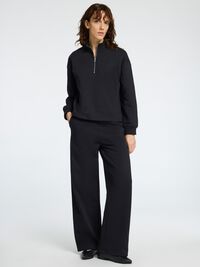 HIGH NECK SWEATSHIRT MIT REISSVERSCHLUSS, Black, highres