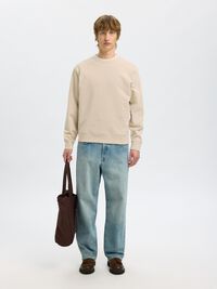 100% COTTON SWEATSHIRT, Oatmeal, highres