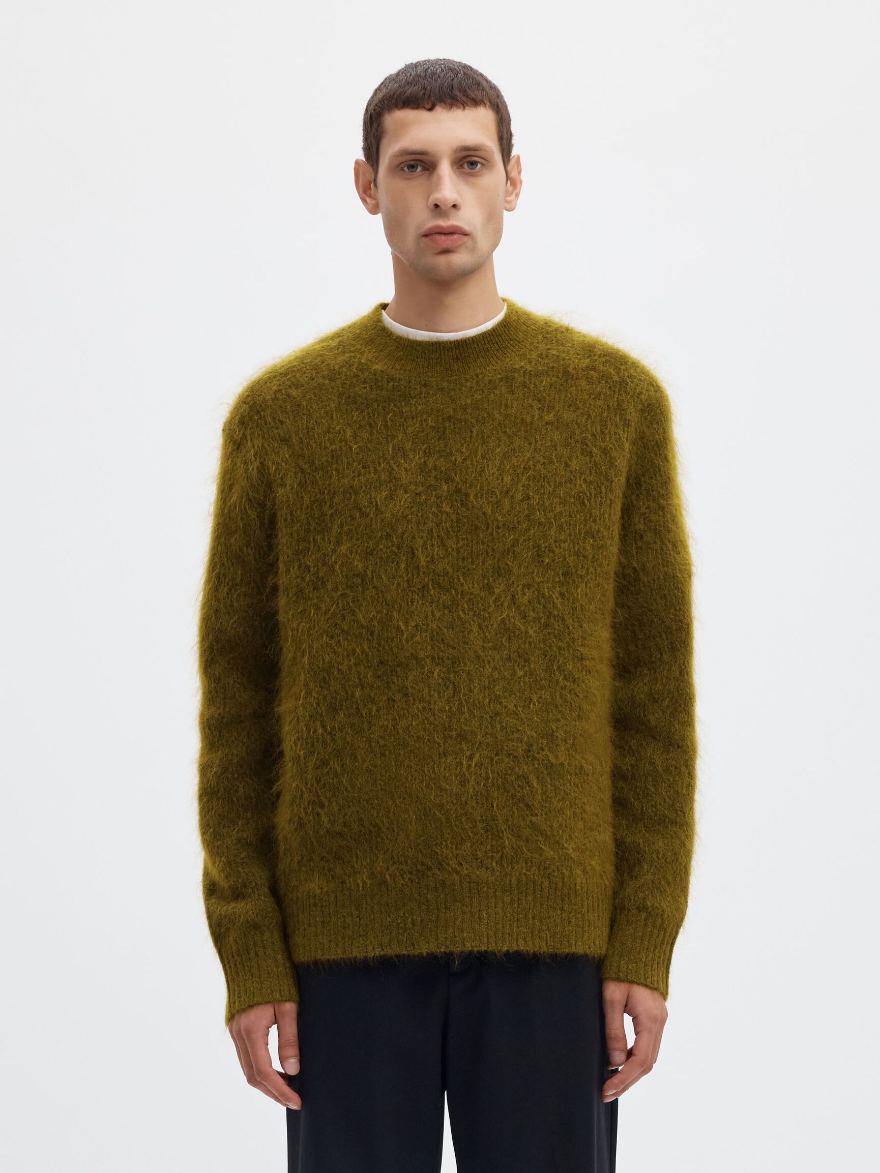 MOHAIRBLANDNING TRÖJA, Fir Green, highres