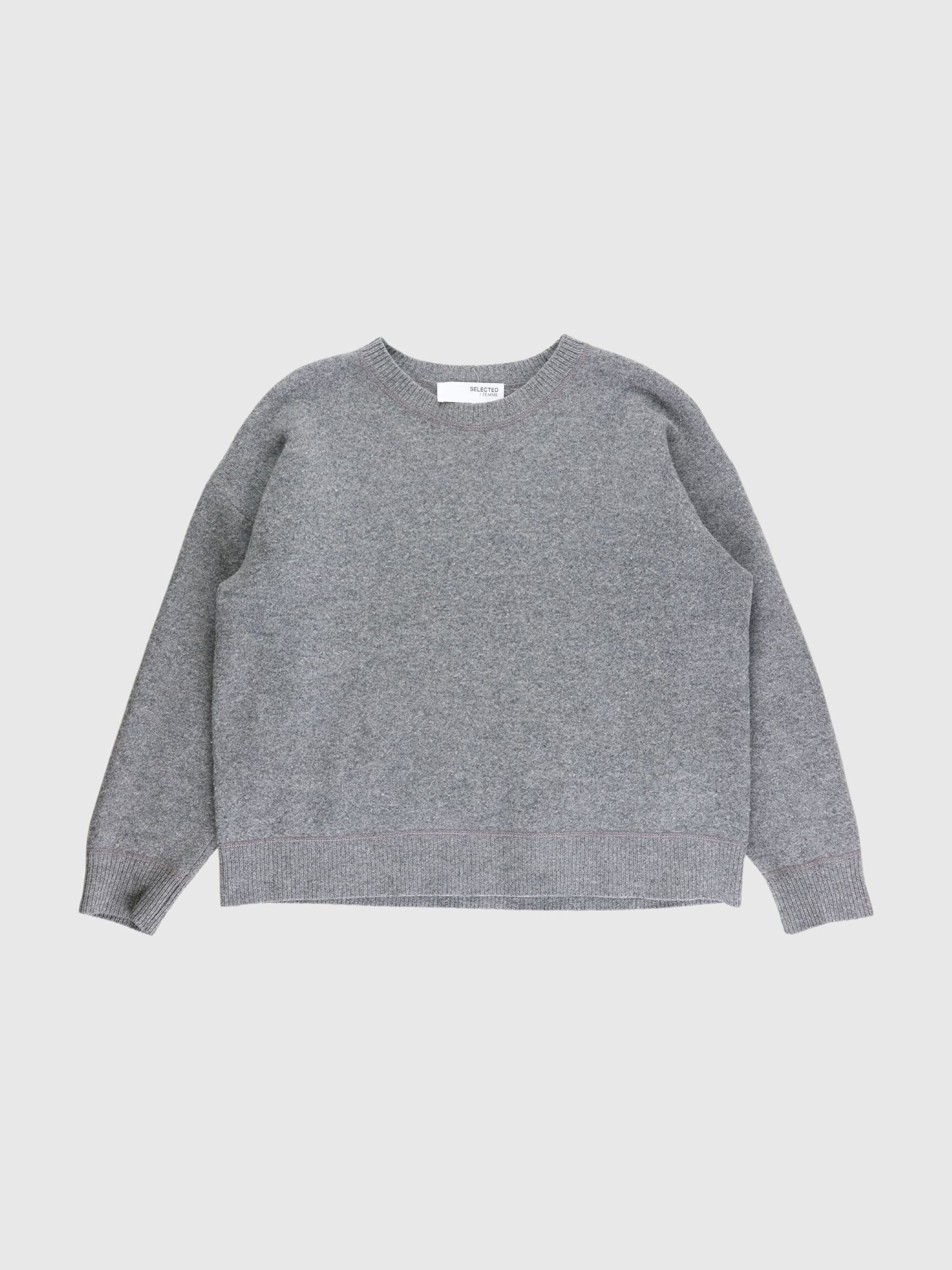 100% MERINOULD STRIKTRØJE, Medium Grey Melange, highres