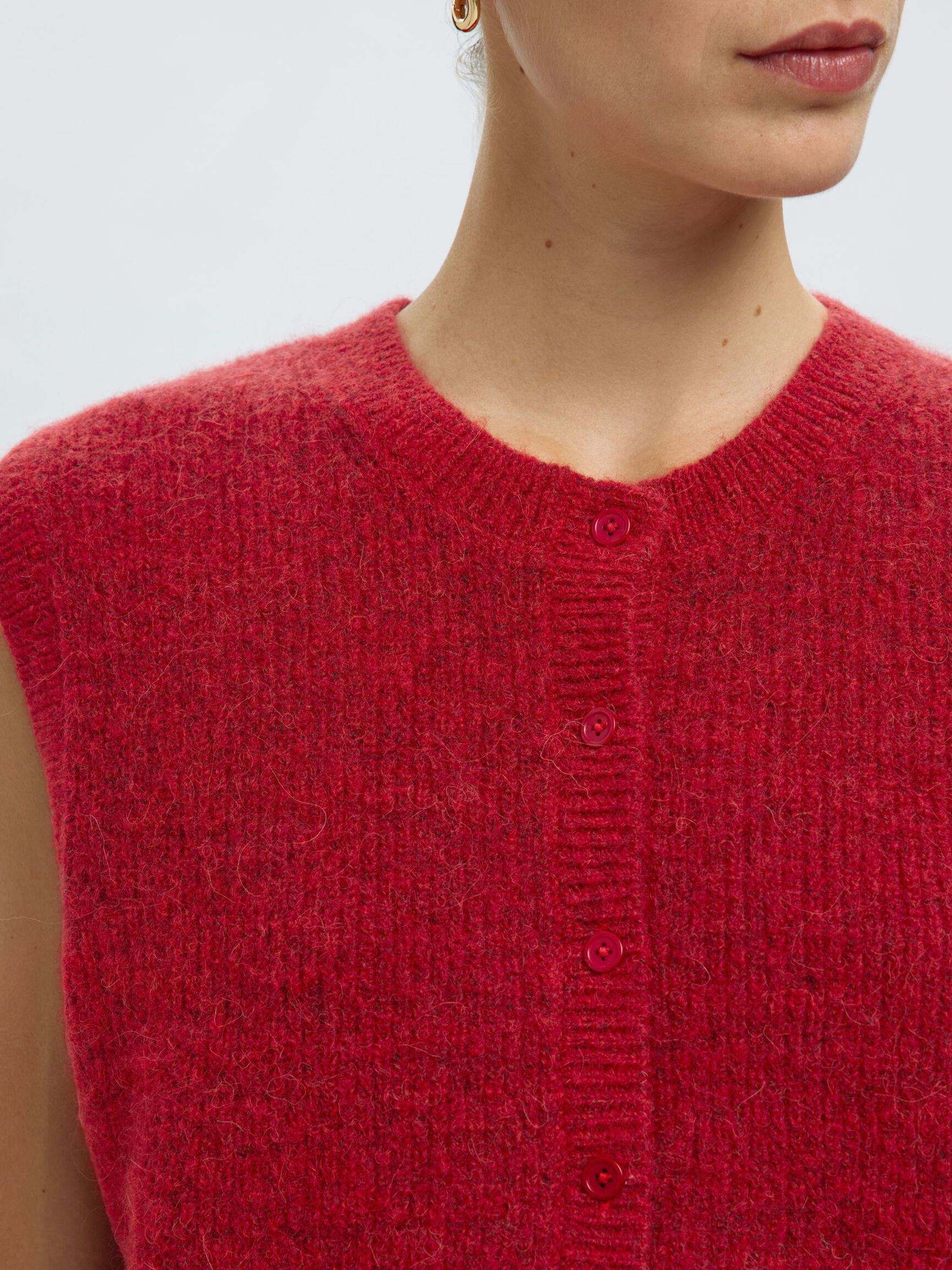 ULLBLANDNING STICKAD VÄST, Equestrian Red, highres