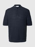 Selected SHORT SLEEVED KNITTED POLO SHIRT, Outer Space, highres - 16098864_OuterSpace_001.jpg