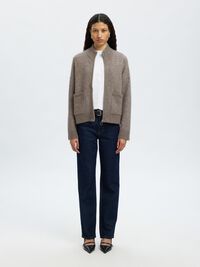 WOOL BLEND CARDIGAN, Steel Gray, highres
