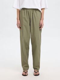 TEJIDO DE ALGODÓN PANTALONES DE CINTURA ALTA, Vetiver, highres