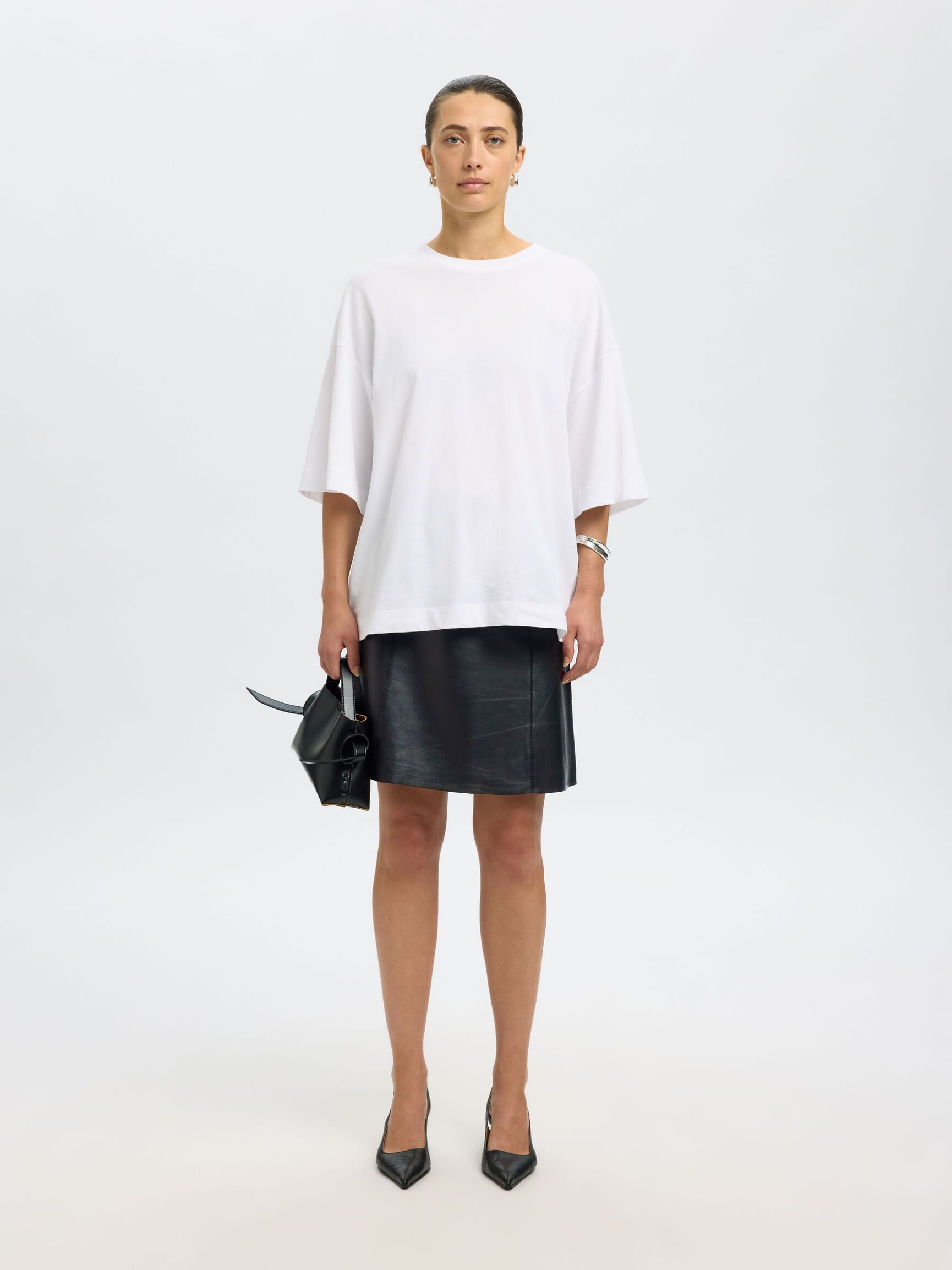 MINI JUPE EN CUIR, Black, highres