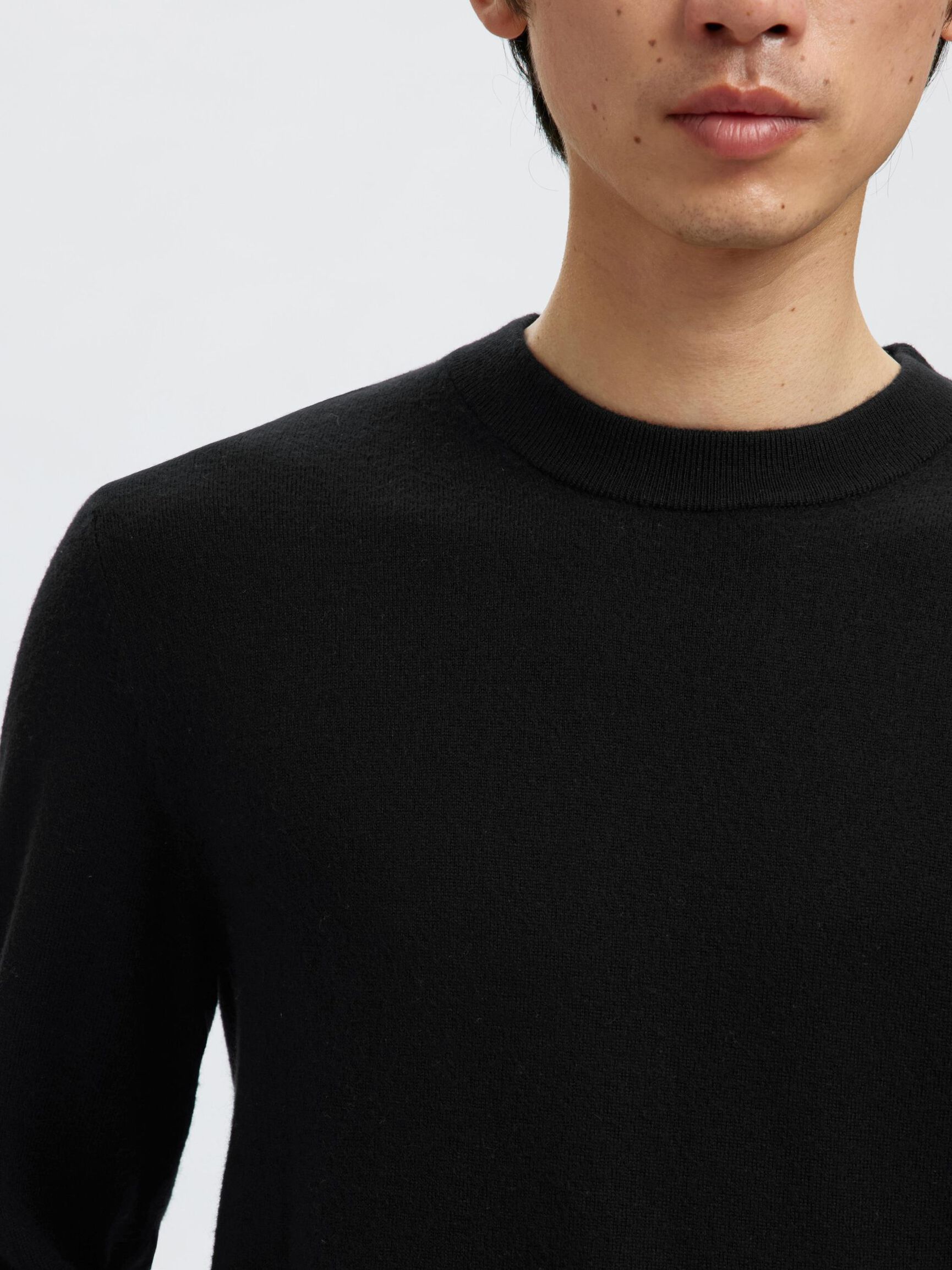 100% MERINO WOOL PULLOVER, Black, highres