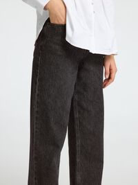 HIGH WAISTED FLARED JEANS, Black, highres