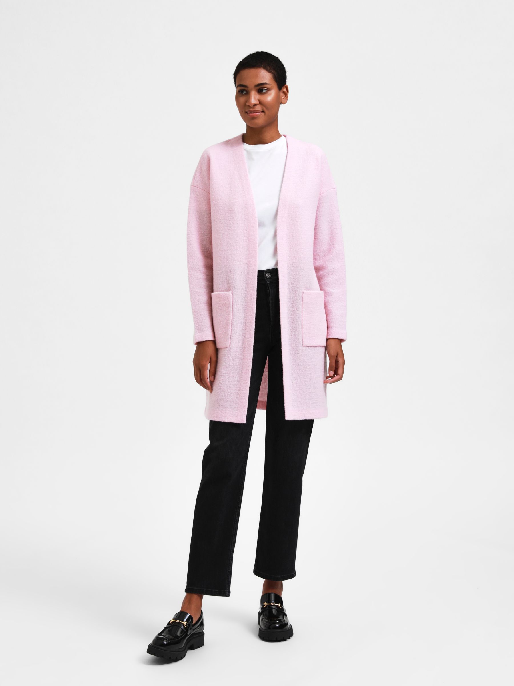 WOOL CARDIGAN, Icy Pink, highres