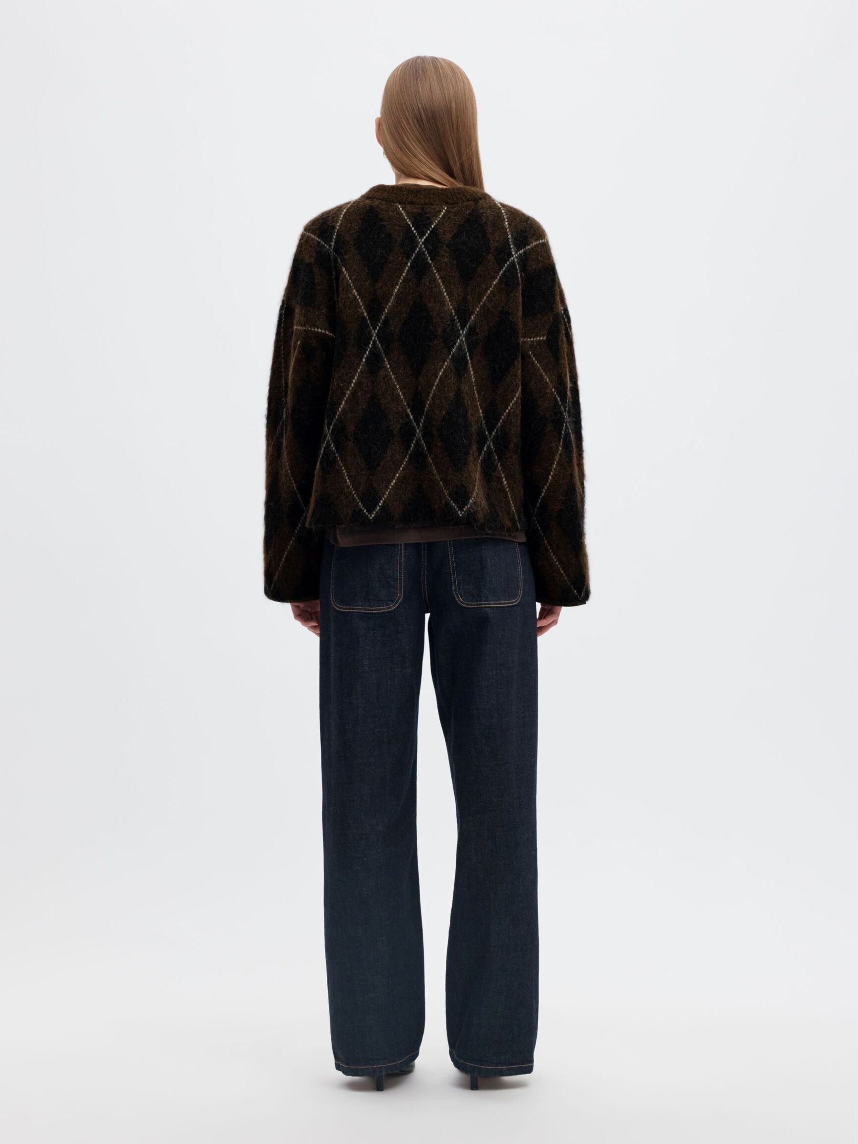 ARGYLE KNITTED JUMPER, Delicioso, highres