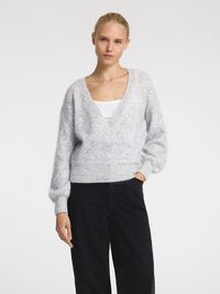 LAINE MÉLANGÉE GILET CACHE-COEUR, Light Grey Melange, highres