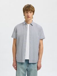 COTTON BLEND SHORT SLEEVED SHIRT, Bright White, highres