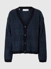 WOOL BLEND KNITTED CARDIGAN, Dark Sapphire, highres