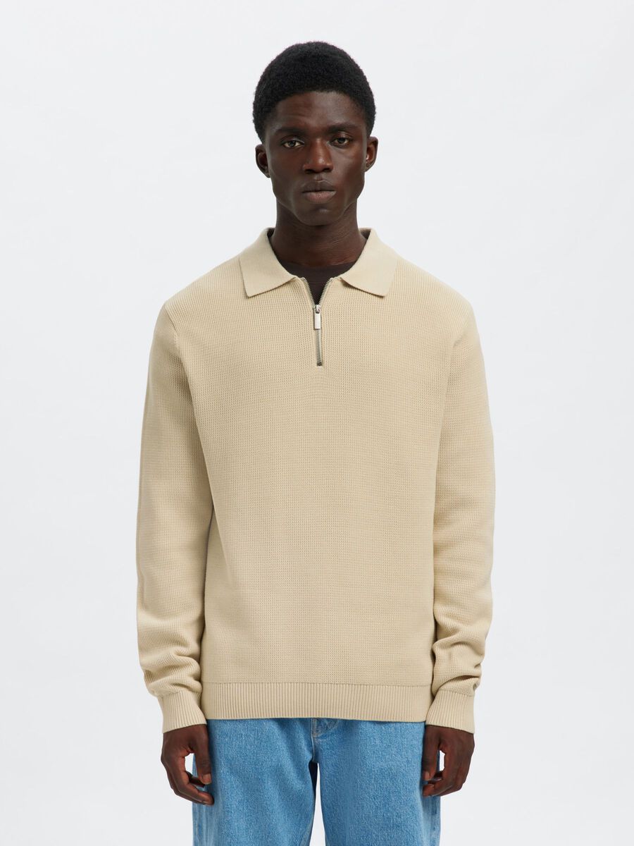 Product tile image - LONG SLEEVED HALF-ZIP JUMPER, Oatmeal | 16099792_Oatmeal