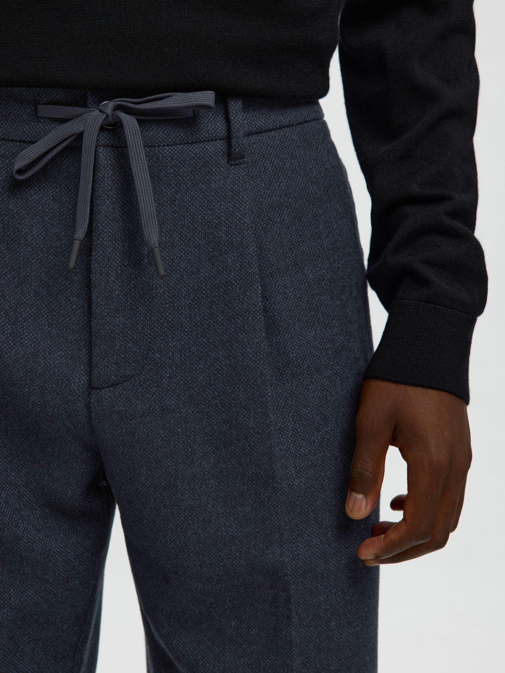 ULLBLANDNING AVSMALNANDE BYXOR, Dark Navy, highres