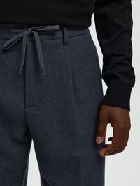 ULLBLANDNING AVSMALNANDE BYXOR, Dark Navy, highres