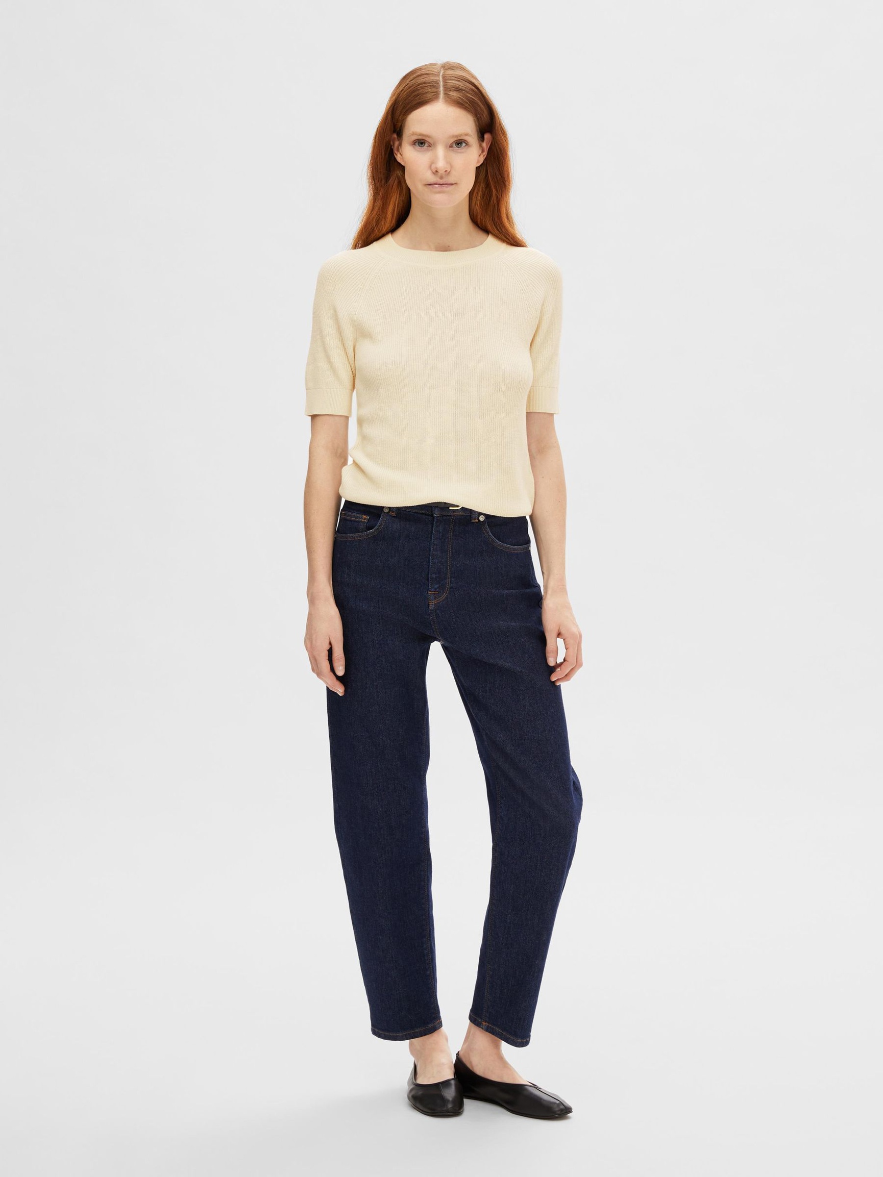 VISCOSE BLEND KNITTED TOP, Birch, highres