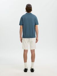 KNITTED POLO SHIRT, Blue Mirage, highres