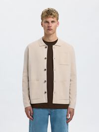 RELAXED FIT KNITTED CARDIGAN, Oatmeal, highres