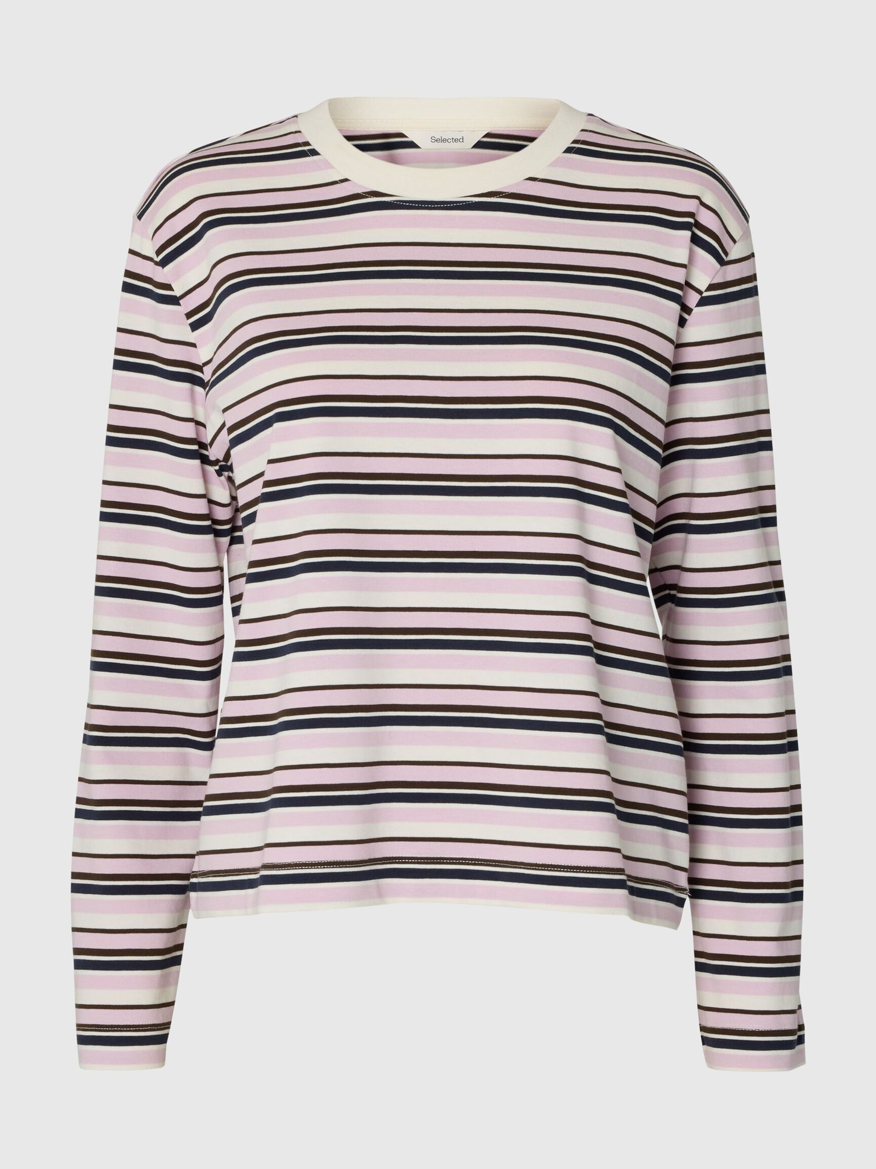 GESTREEPT T-SHIRT MET LANGE MOUWEN, Winsome Orchid, highres