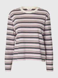 GESTREEPT T-SHIRT MET LANGE MOUWEN, Winsome Orchid, highres
