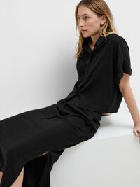 HIGH WAISTED MAXI SKIRT, Black, highres
