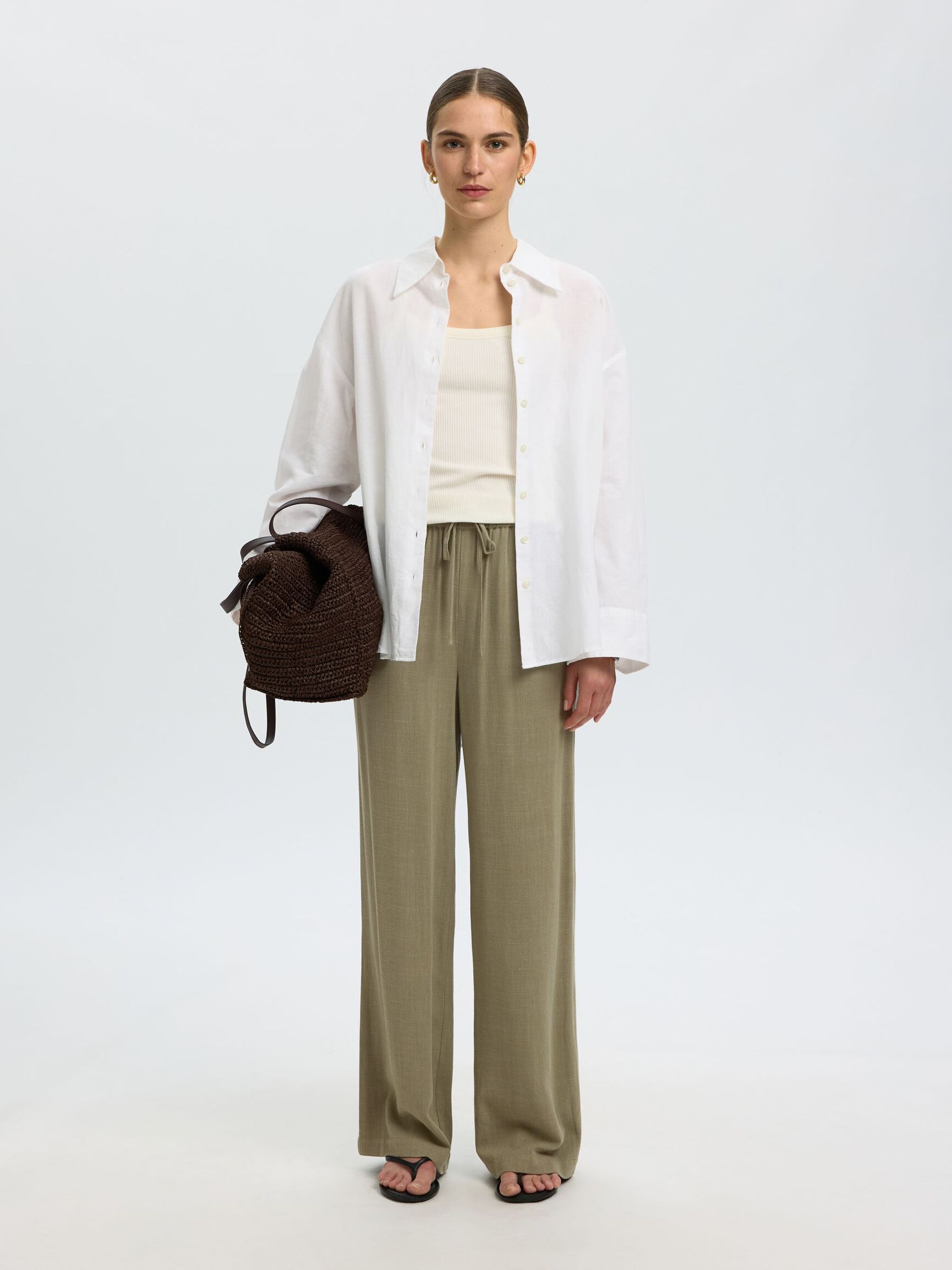 VISCOSE BLEND TROUSERS, Vetiver, highres