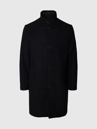 LANG KÅPE I ULLBLANDING, Black, highres