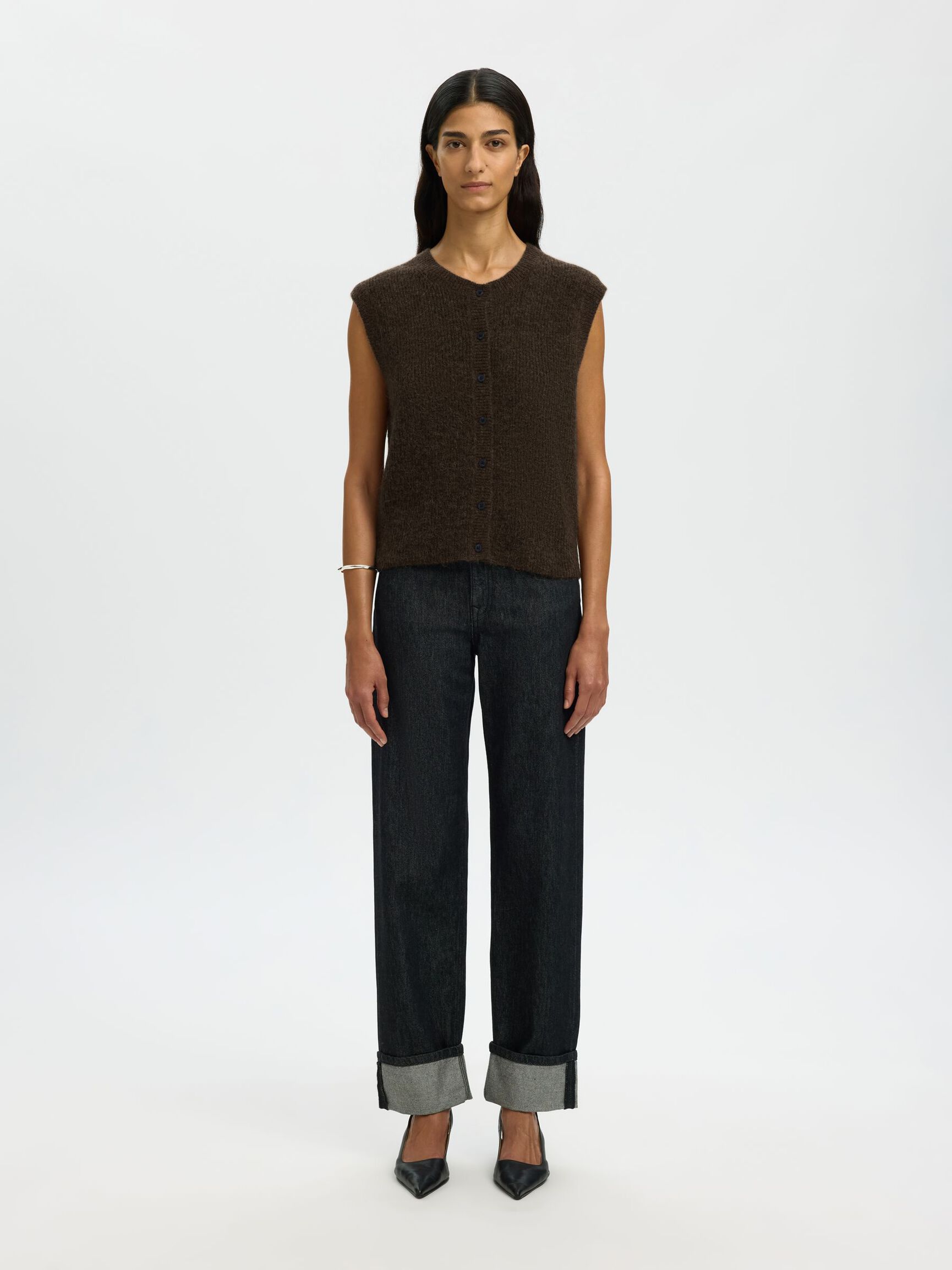 WOOL BLEND  KNITTED VEST, Delicioso, highres