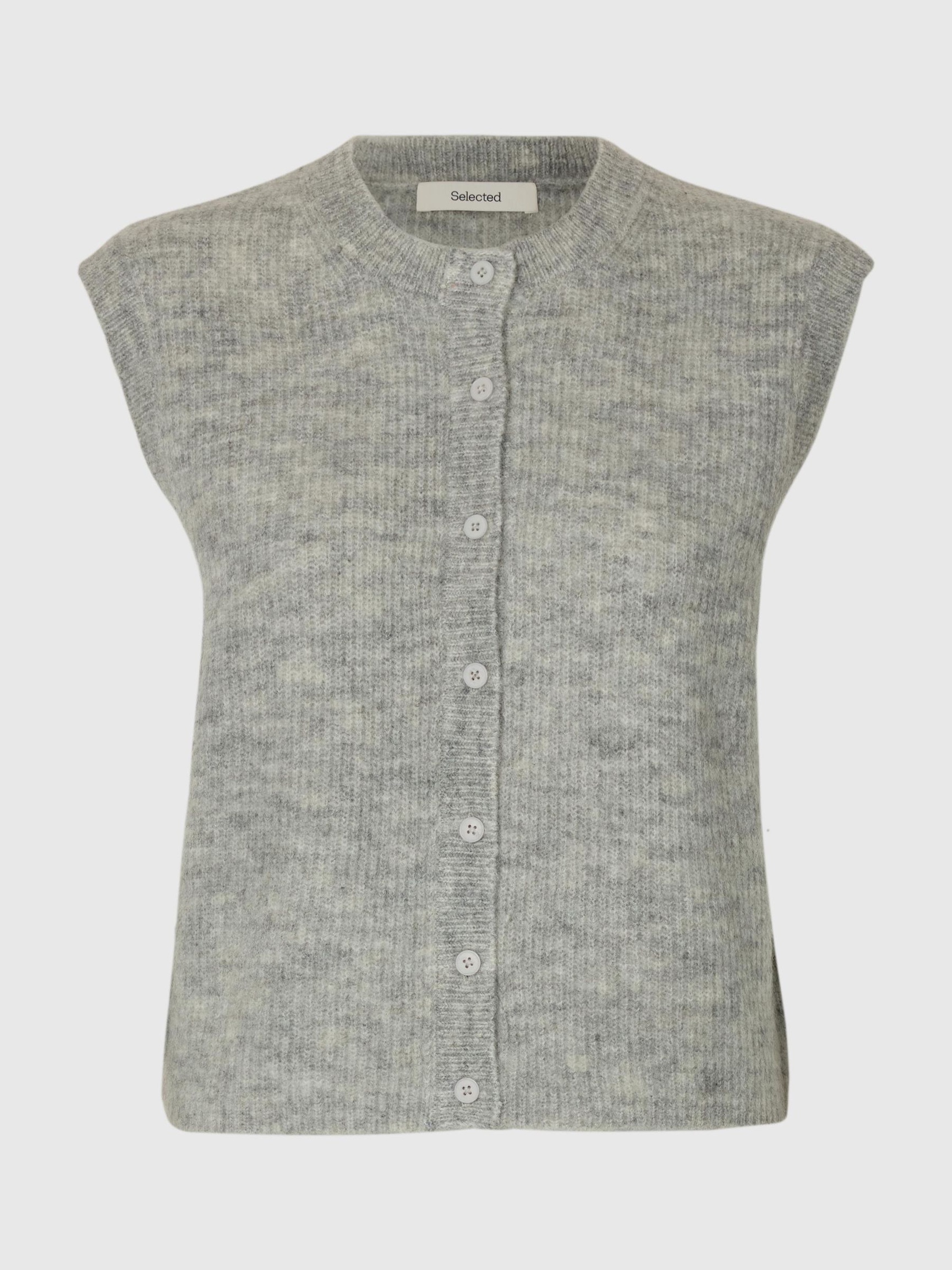 WOOL BLEND WAISTCOAT, Light Grey Melange, highres