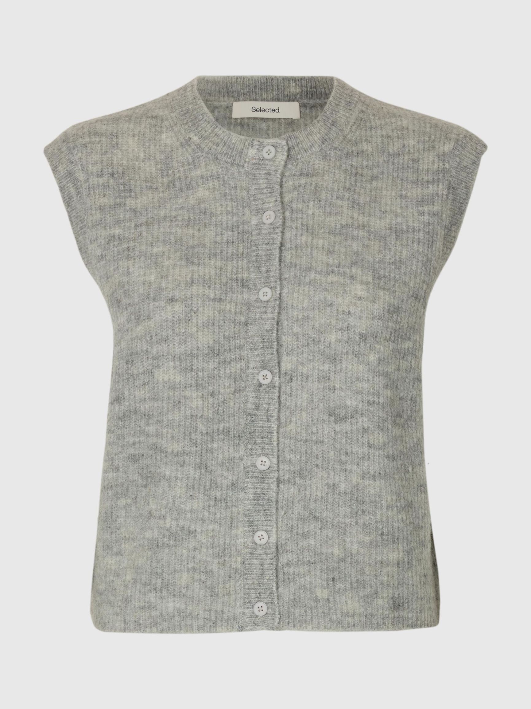 GILET A MAGLIA, Light Grey Melange, highres