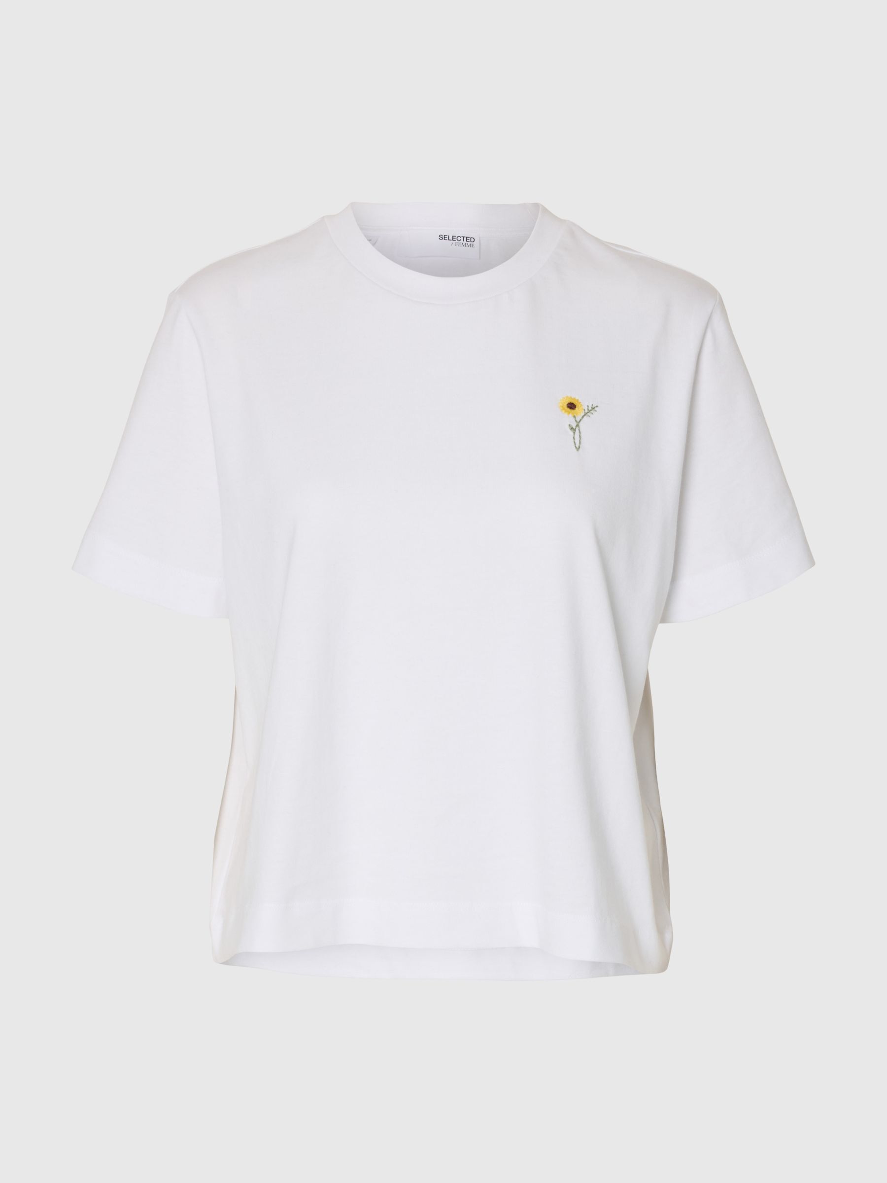 EMBROIDERED CREWNECK T-SHIRT, Bright White, highres