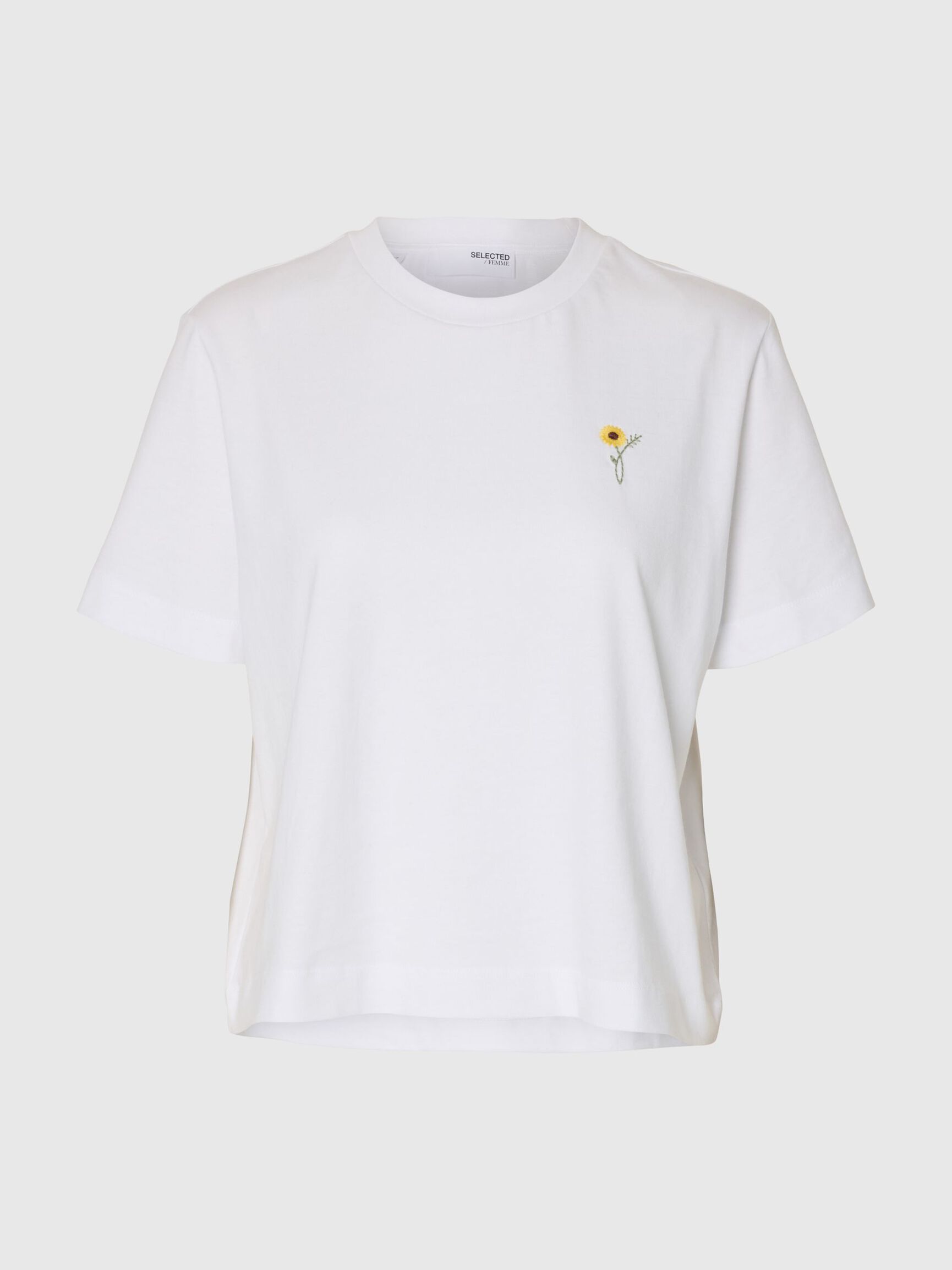 EMBROIDERED CREWNECK T-SHIRT, Bright White, highres