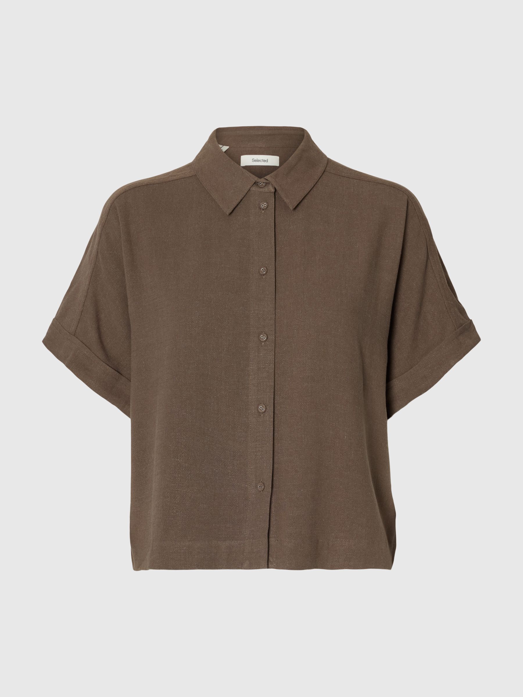 CROPPED SHORT SLEEVED SHIRT, Chocolate Chip, highres