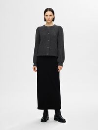 STRUCTURED WOOL BLEND CARDIGAN, Volcanic Ash, highres