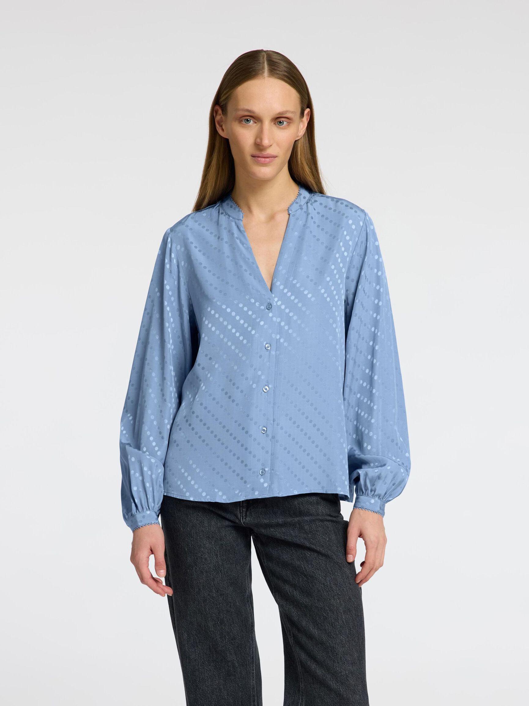 VISCOSEMIX SHIRT MET LANGE MOUWEN, Endless Sky, highres