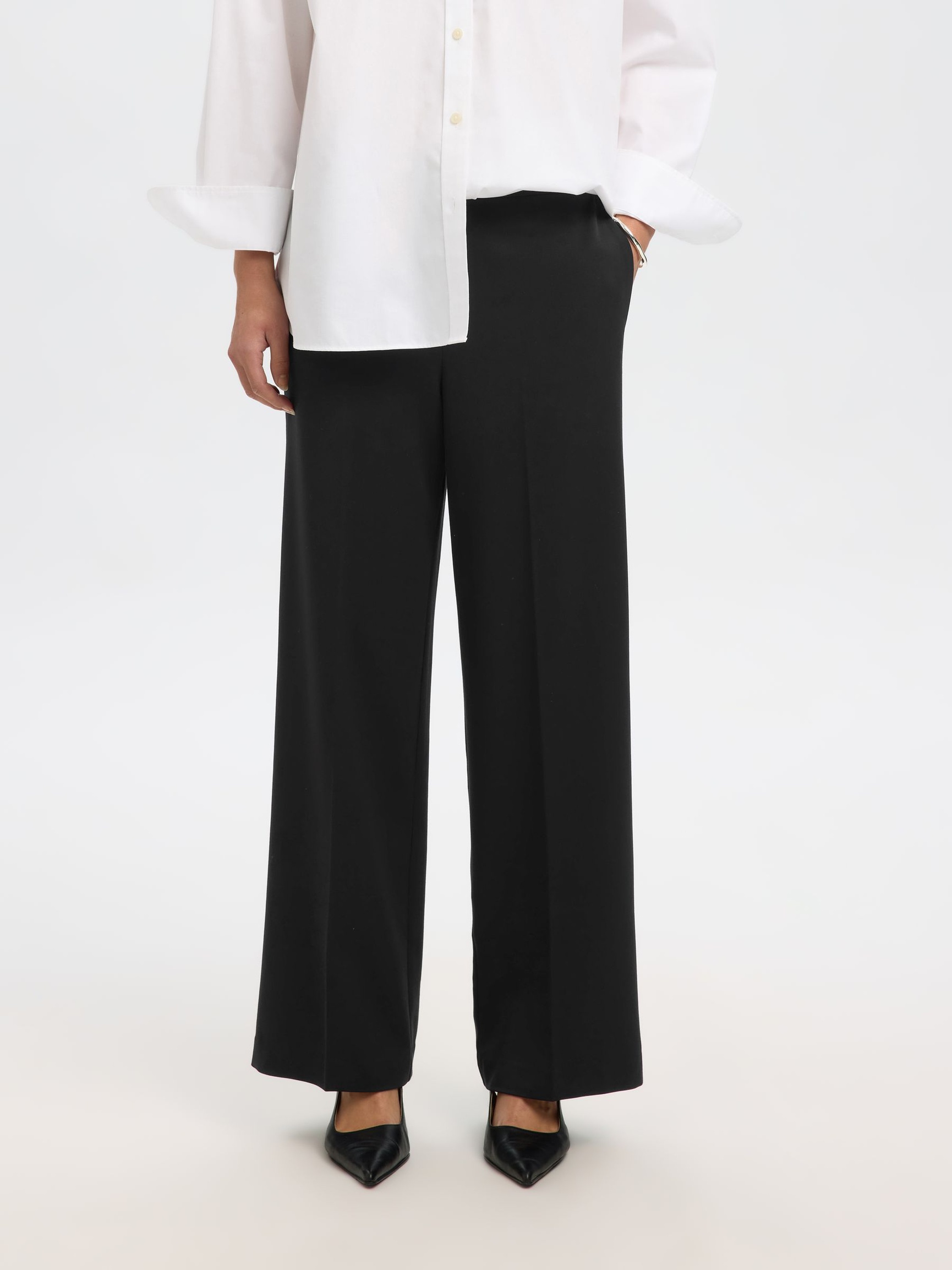 WIDE FIT BROEK, Black, highres