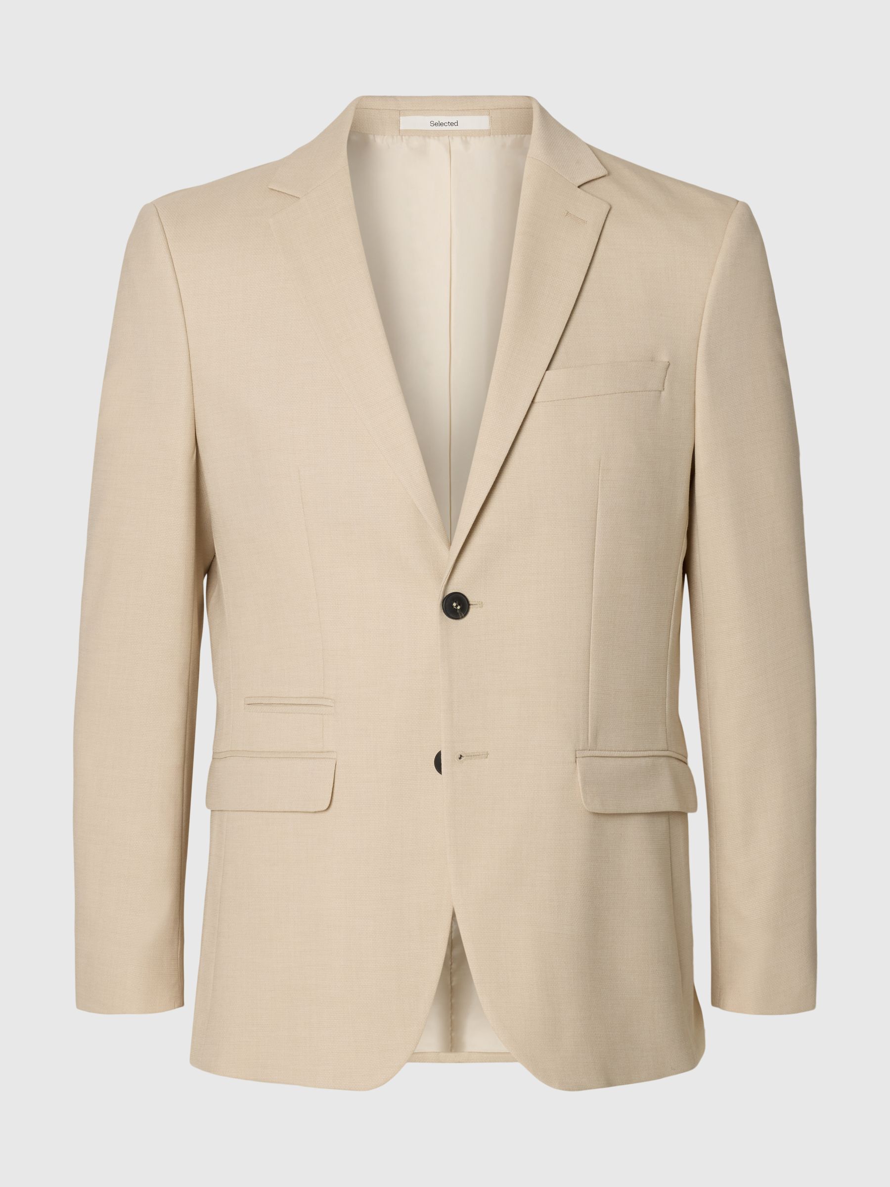WOVEN WOOL BLEND BLAZER, Egret, highres