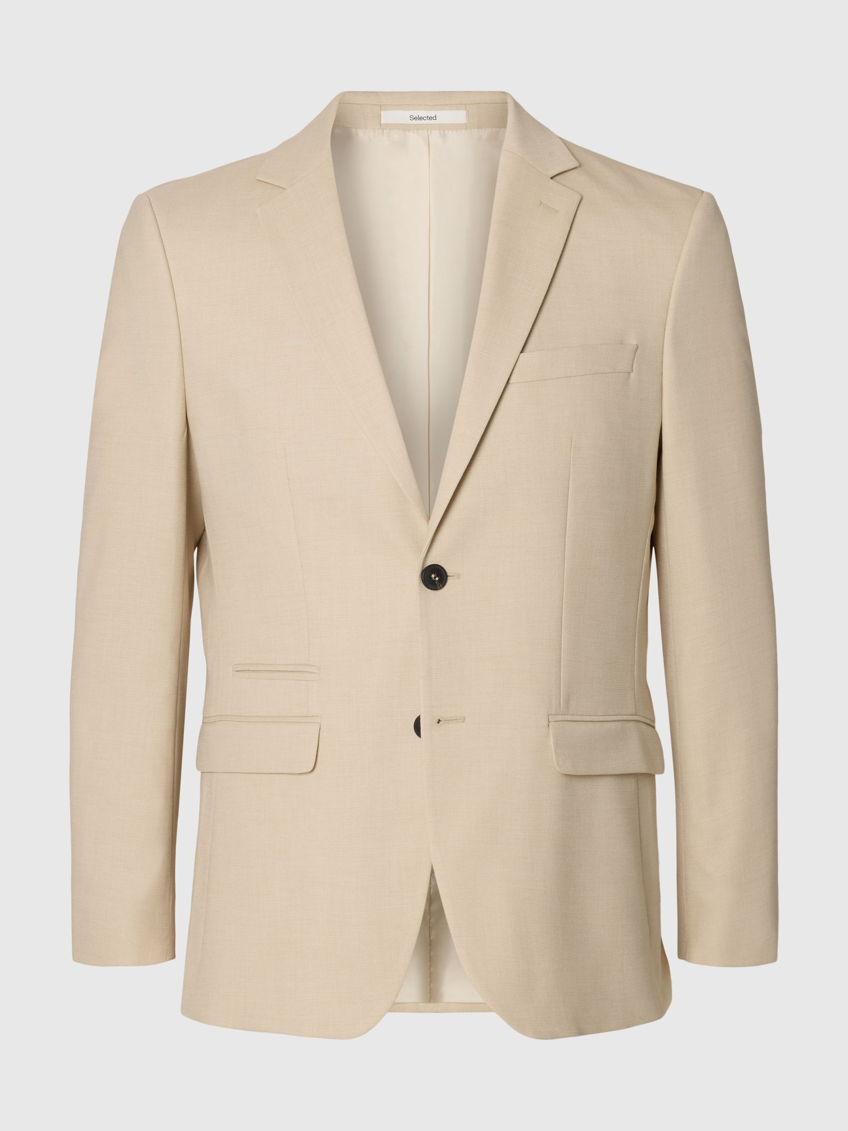 VÆVET ULDBLANDING BLAZER, Egret, highres