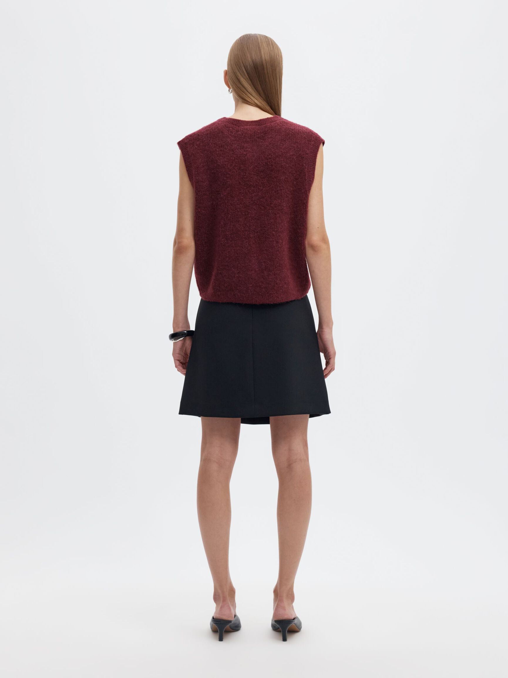 WOOL BLEND  KNITTED VEST, Tawny Port, highres