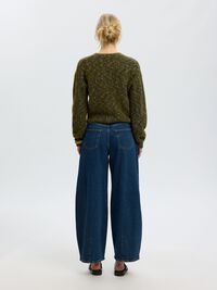 CROPPED KNITTED CARDIGAN, Fir Green, highres