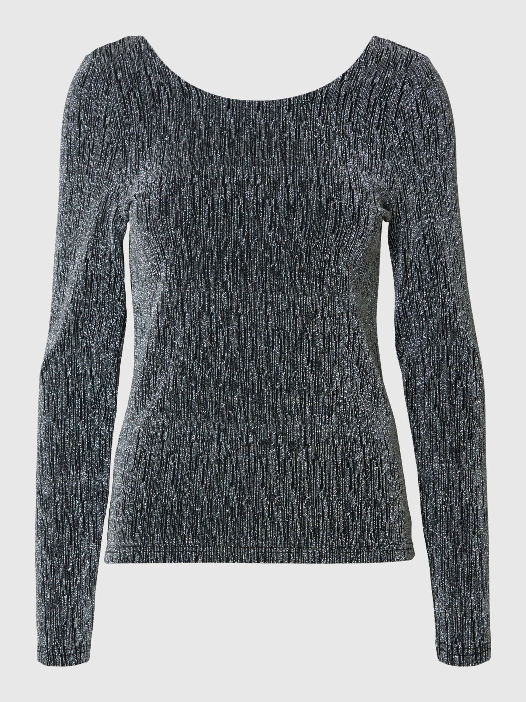 GLITTRIGT LÅNGÄRMAD TOPP, Black, highres