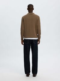 LONG SLEEVED HALF-ZIP JUMPER, Morel, highres