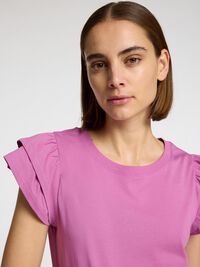 COTTON RUFFLED T-SHIRT, First Bloom, highres