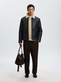 DOUBLURE EN FOURRURE VESTE EN CUIR, Black, highres